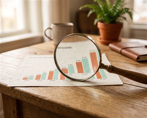 Lupa sobre um relatório financeiro